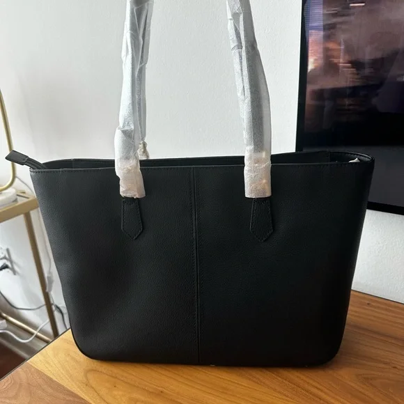 Michael Kors Laney Black Tote with Gold Accents - Picture 4 of 10